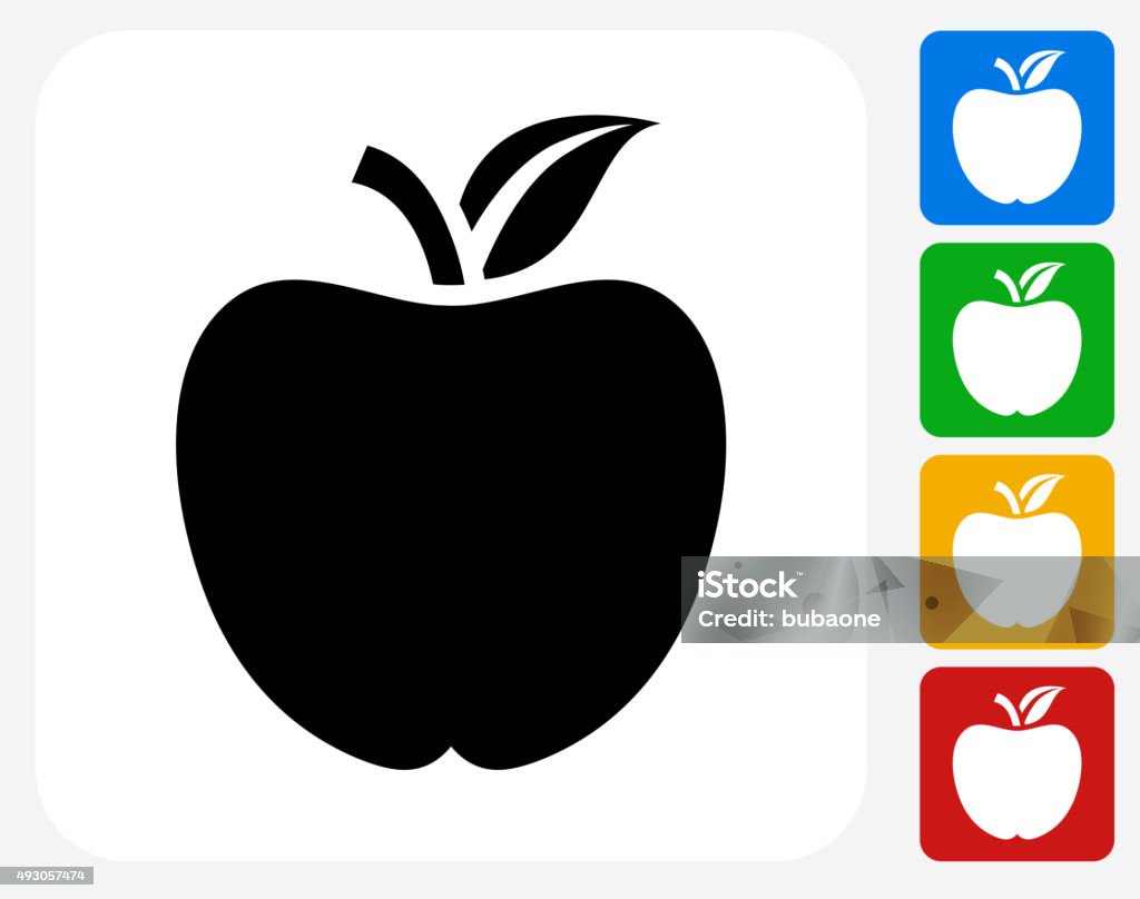 School Apple Icon Flat Graphic Design School Apple Icon. This 100% royalty free vector illustration features the main icon pictured in black inside a white square. The alternative color options in blue, green, yellow and red are on the right of the icon and are arranged in a vertical column. Apple - Fruit stock vector