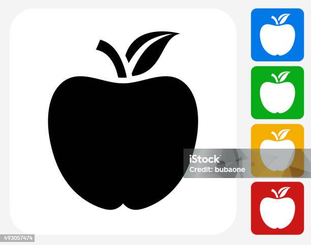 School Apple Icon Flat Graphic Design Stock Illustration - Download Image Now - Apple - Fruit, School Lunch, Learning