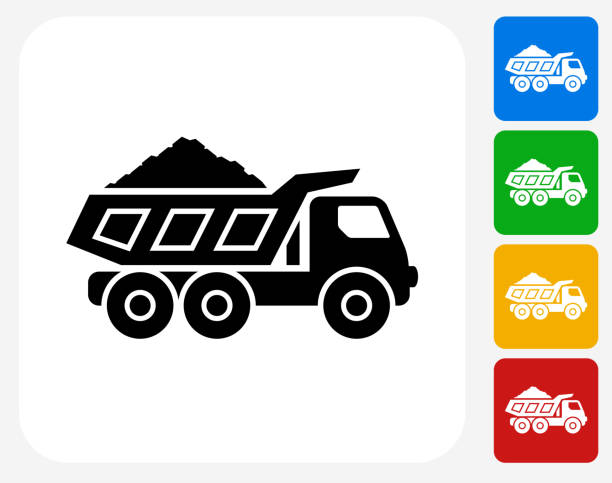 illustrations, cliparts, dessins animés et icônes de icône de l'exploitation minière camion à la conception graphique - camion-benne