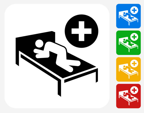Patient Icon Flat Graphic Design Patient Icon. This 100% royalty free vector illustration features the main icon pictured in black inside a white square. The alternative color options in blue, green, yellow and red are on the right of the icon and are arranged in a vertical column. triage stock illustrations