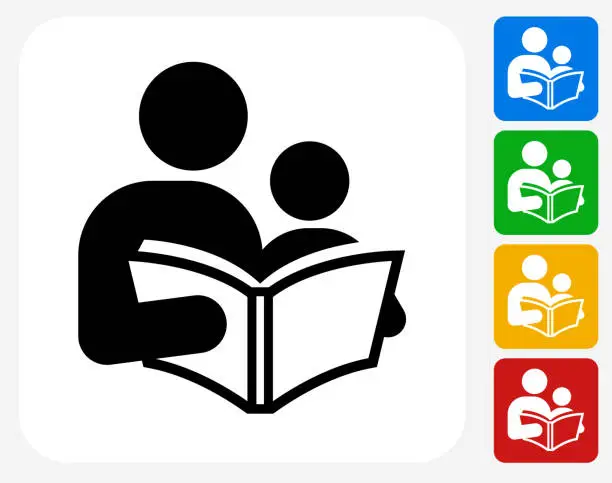 Vector illustration of Reading and Children Icon Flat Graphic Design