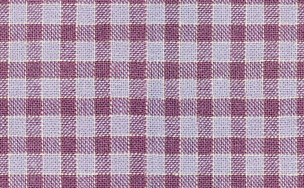 シームレスなブラウンと淡いバイオレットのチェック生地の質感 - checked purple tablecloth pattern ストックフォトと画像