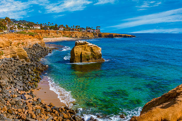 험준한 해안선 침봉 로마어 선셋 절벽 공원, 샌디에이고, (p - san diego california usa travel point loma 뉴스 사진 이미지