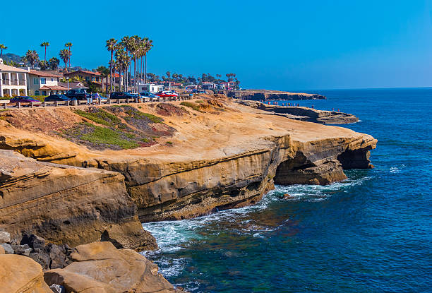 littoral accidenté point loma sunset cliffs park, san diego, (p - san diego california usa travel point loma photos et images de collection