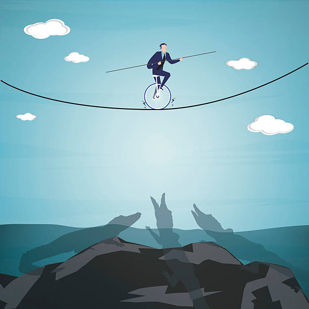 wyzwanie, - tightrope walking circus skill stock illustrations