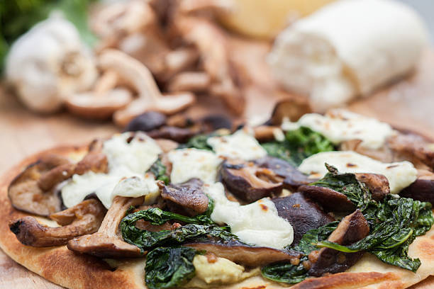 Fresh gourmet flatbread pizza with healthy ingredients
