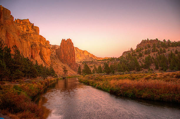 istock Dusk setting in at Smith Rock and the Crooked River 493061788