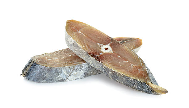 istock Slice with salt fish isolated on the white background 493061868