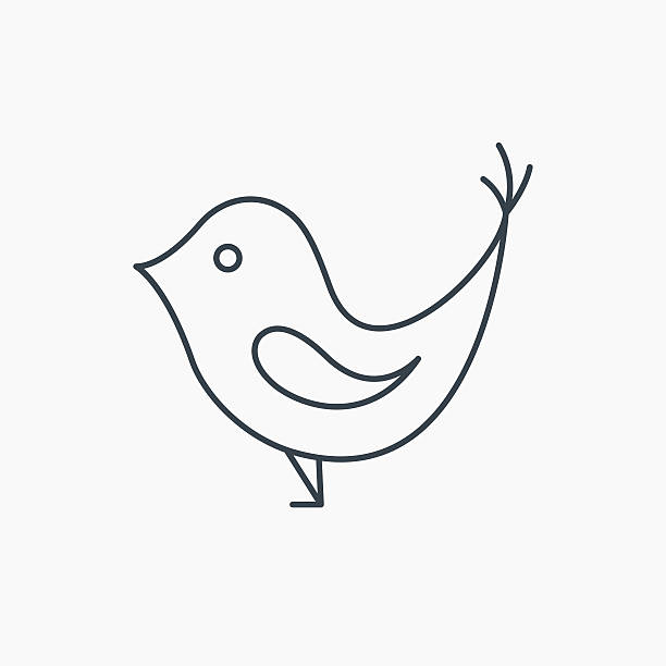 Bird with beak icon. Social media concept sign. Bird with beak icon. Social media concept sign. Short messages in twitter concept symbol. Linear outline icon on white background. Vector retweet icon illustrations stock illustrations
