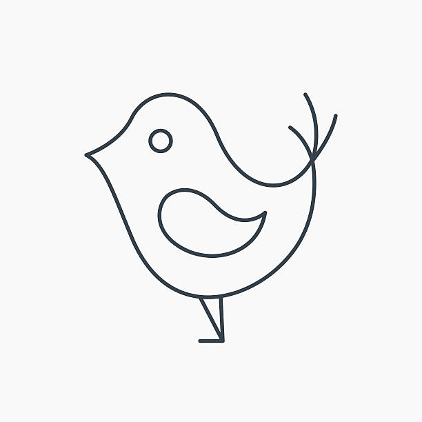 Bird with beak icon. Social media concept sign. Bird with beak icon. Social media concept sign. Short messages in twitter concept symbol. Linear outline icon on white background. Vector retweet icon illustrations stock illustrations