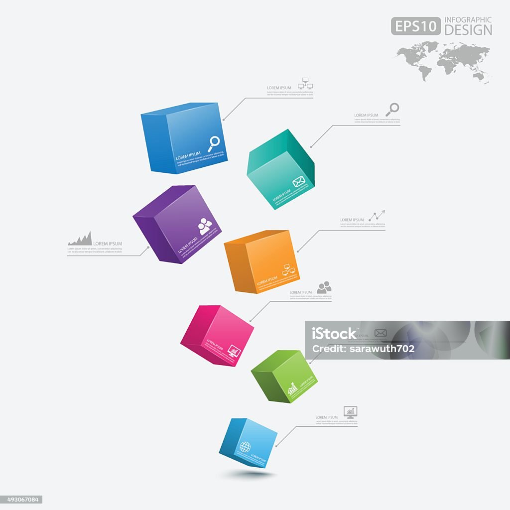 Business Infographics cube 3d,vector Toy Block stock vector