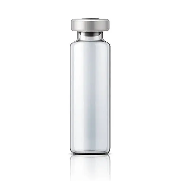 Vector illustration of Glass medical ampoule with aluminium cap