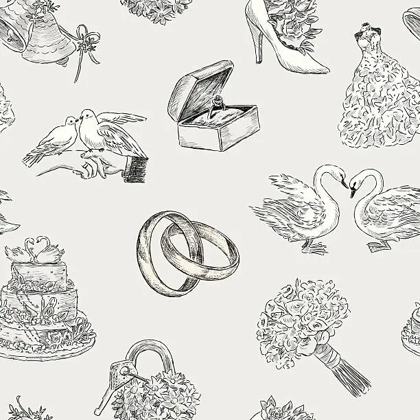 Vector illustration of pattern of the wedding symbols