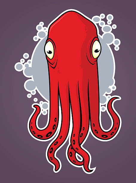 Red octopus Red cartoon octopus animal leg stock illustrations