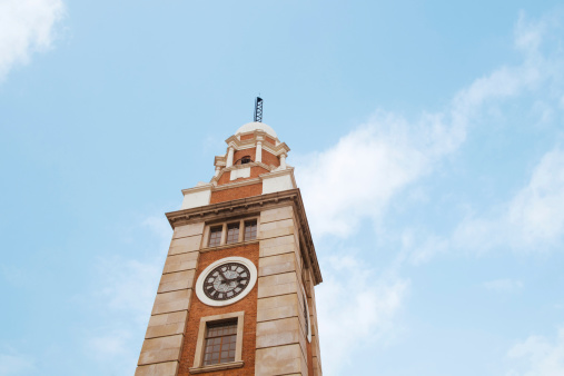Bell Tower in hong kong with blue sky
