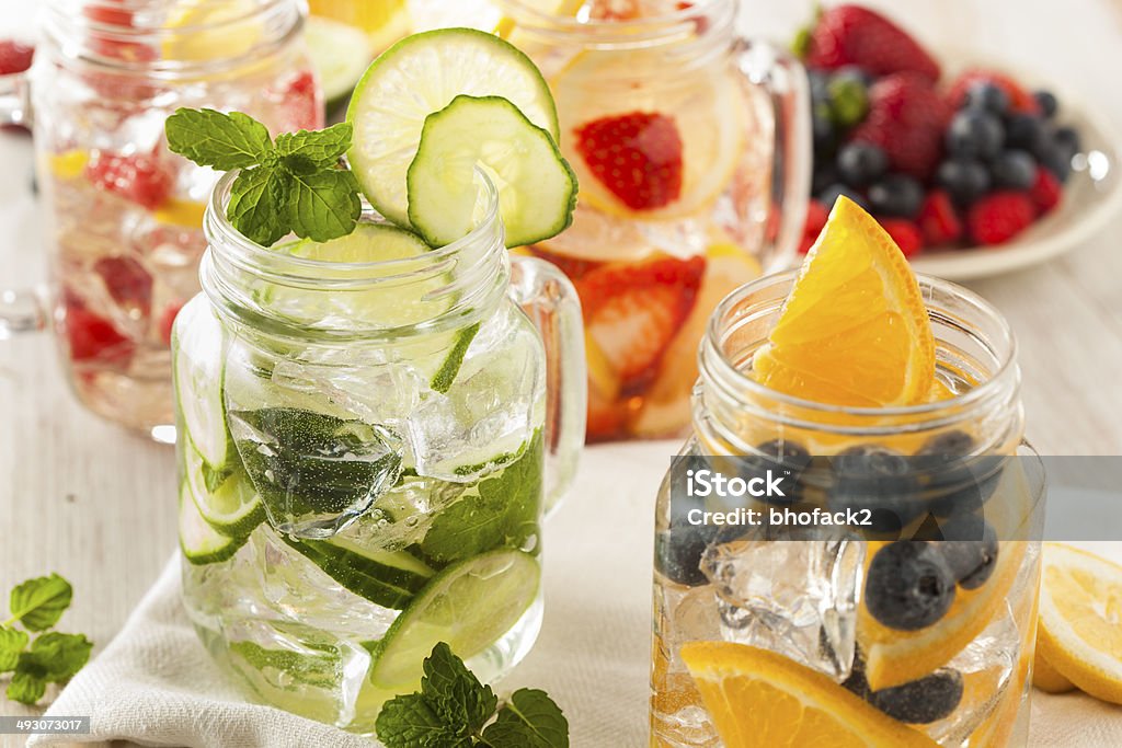 Healthy Spa Water with Fruit Healthy Spa Water with Fruit on a Background Berry Stock Photo