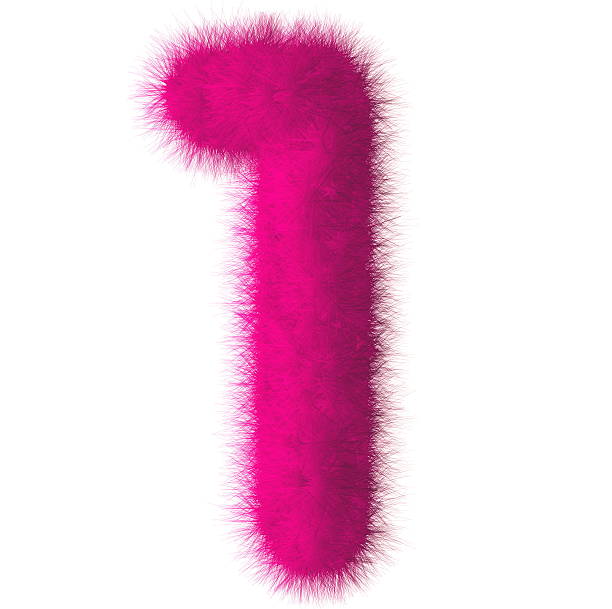 istock Pink shag 1 number font isolated on white background 493074273