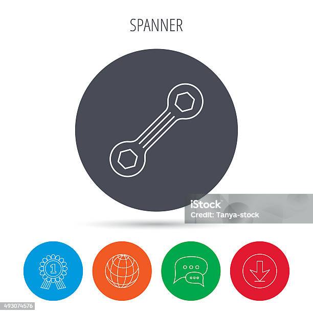 Spanner Tool Icon Repairing Service Sign Stock Illustration - Download Image Now - 2015, Award, Badge