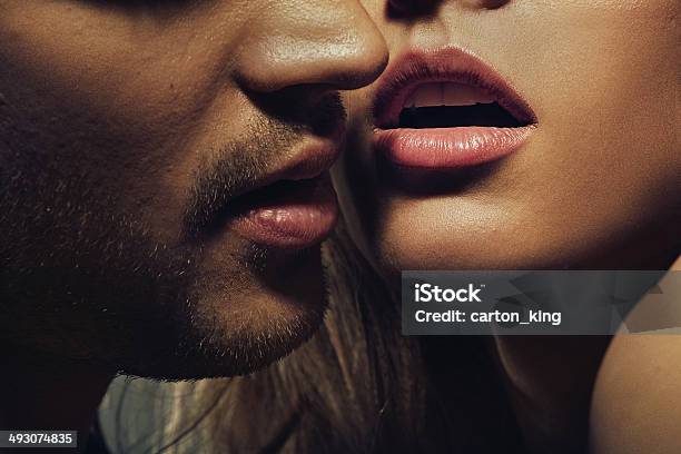 Beautiful Portrait Of Young Man Lips Stock Photo - Download Image Now - Sensuality, Human Sexual Behavior, Kissing
