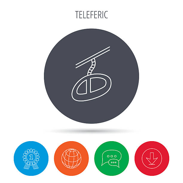 ilustrações de stock, clip art, desenhos animados e ícones de teleferic ícone. telpher cabo de sinal de-ferro. - telpher