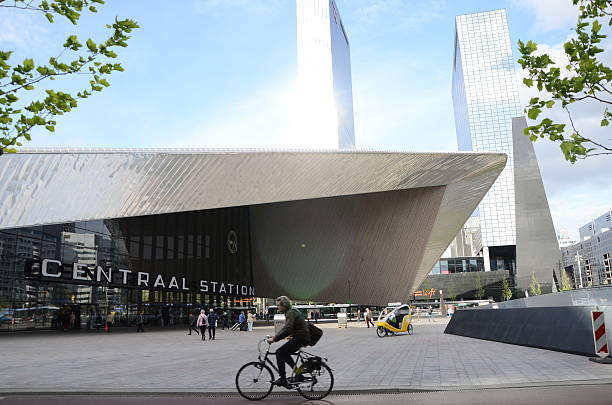 Exterior of the renewed Rotterdam Central Station stock photo