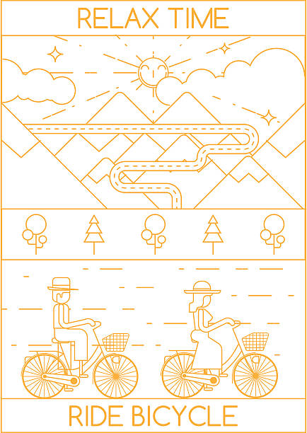 bildbanksillustrationer, clip art samt tecknat material och ikoner med relax time ride bicycle - happy slowmotion