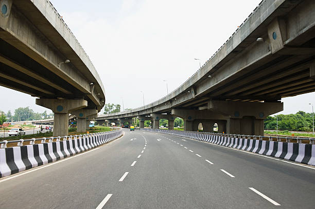 Road in the middle of overpasses