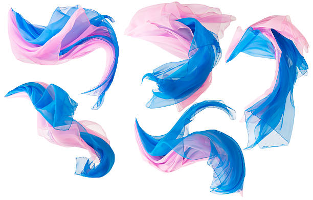 Fabric Flowing Cloth Wave, Silk Waving Satin, Pink Blue White