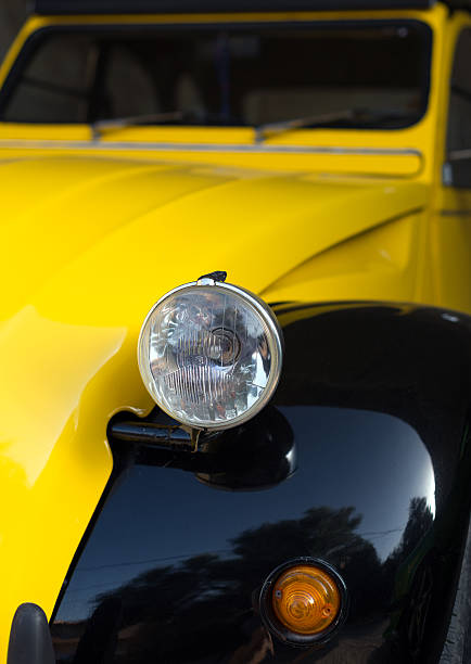 istock Part of old retro yellow car. 493081932