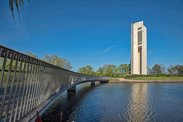 istock Canberra, The Carillon, Bell tower, lake, footbridge 493082908