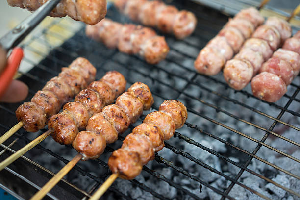istock Vietnamese grilled pork meatballs, nem nuong 493085036