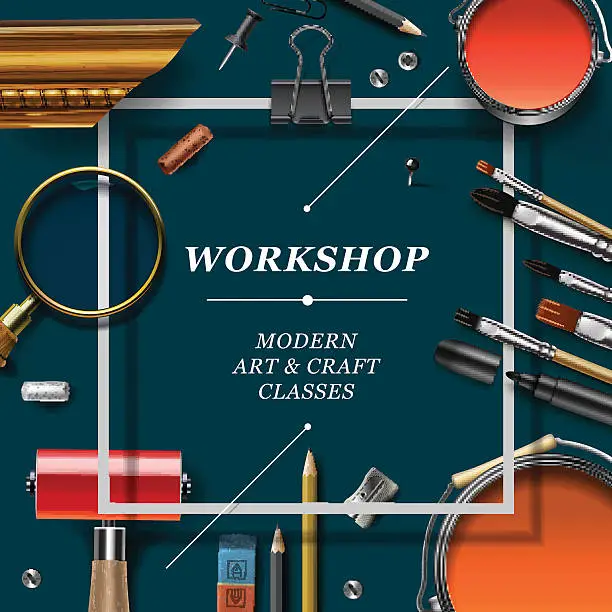 Vector illustration of Artist workshop template