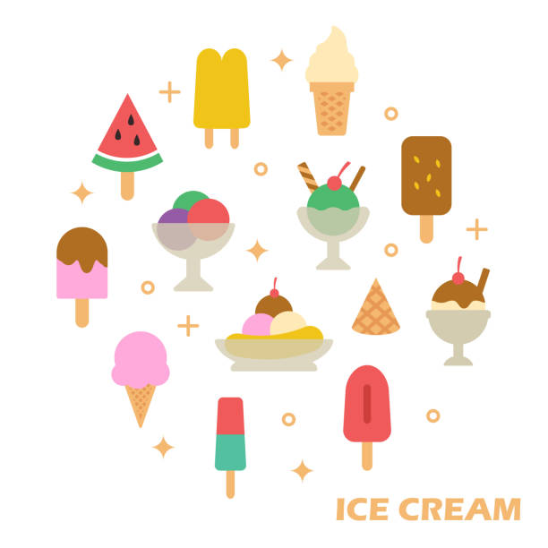 ice cream flat design - meyveli buz illüstrasyonlar stock illustrations