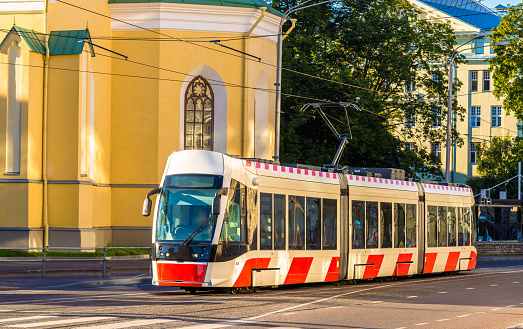 Tram in the city centre of Tallinn - Estonia