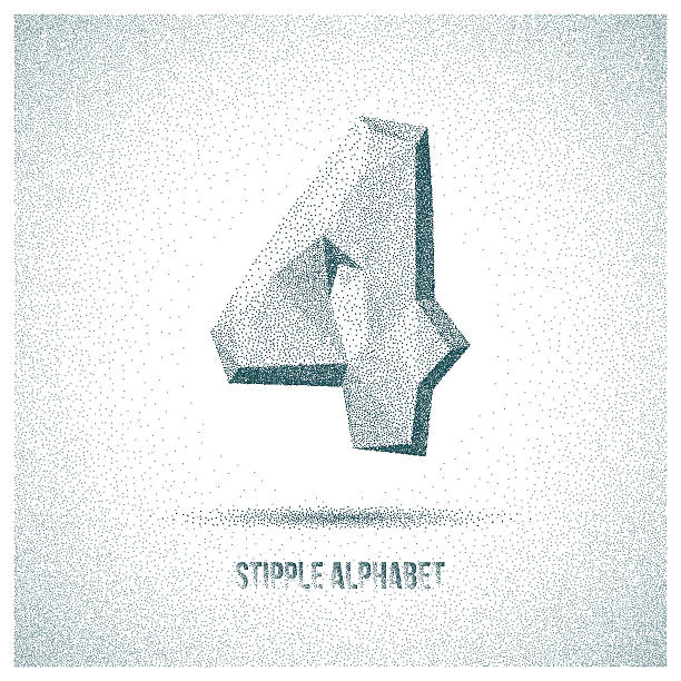 Number 4 from Stipple Alphabet vector art illustration