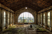 glass dome at the abandonned factory