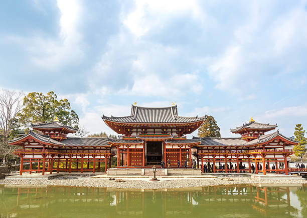 Uji, Kyoto, Japan - Febuary 11 2015: Byodoin temple built in 998 AD during the Heian period, originally a private residence and converted into a temple by a member of the Fujiwara clan in 1052