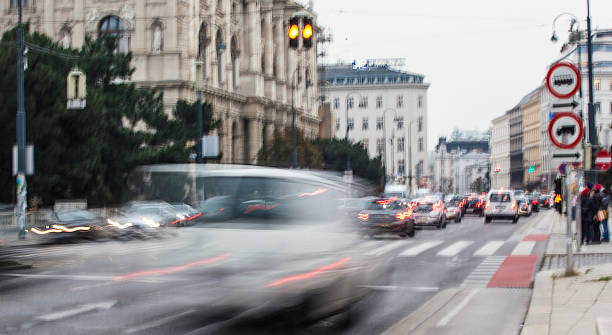 istock traffic in the city ,blurred traffic light ,speed motion 493107698