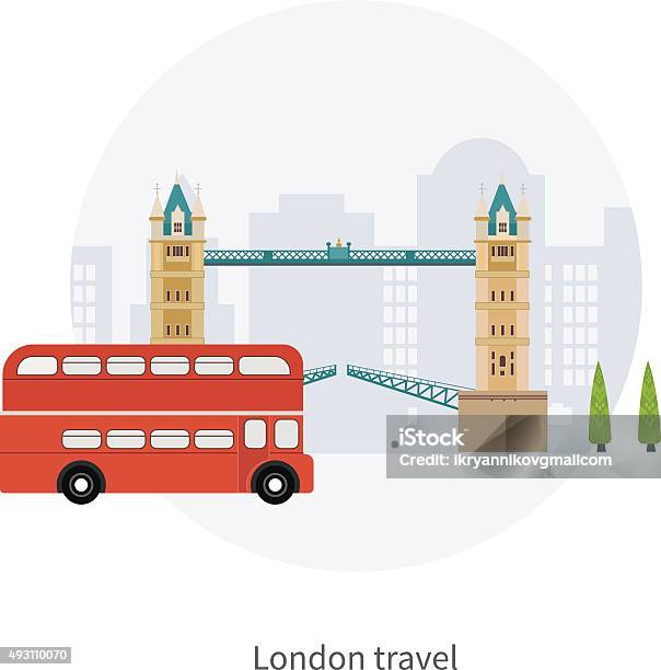 London United Kingdom Flat Icons Travel Concept Historical Modern Building Stock Illustration - Download Image Now