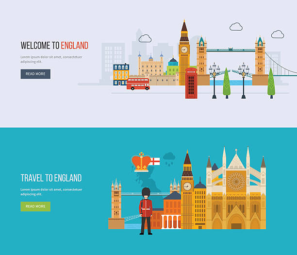 London, United Kingdom flat icons. London travel. Historical, modern building London, United Kingdom flat icons design travel concept. London travel. Historical and modern building. Vector illustration Abbey stock illustrations