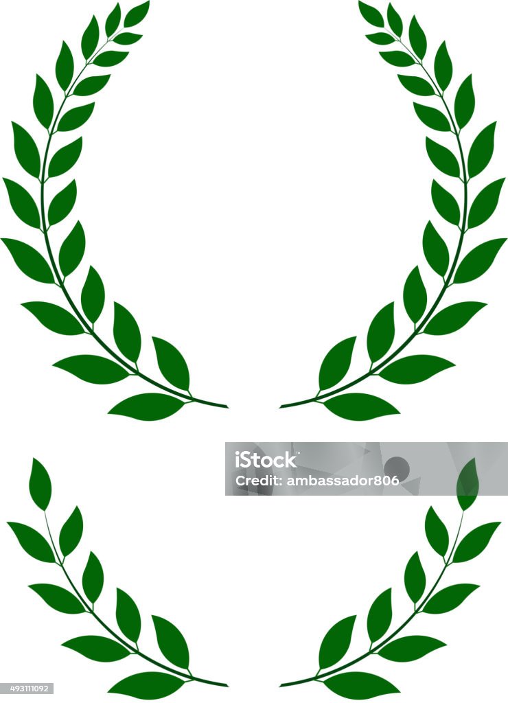 green laurel wreaths - vector illustration green laurel wreaths -  round and half for main emblem and bottom. Vector format, fully editable, you can change form and color  Laurel Wreath stock vector