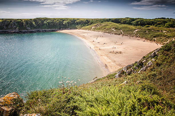 barafundle бухта пембрукшир - tide rock bay landscape стоковые фото и изображения