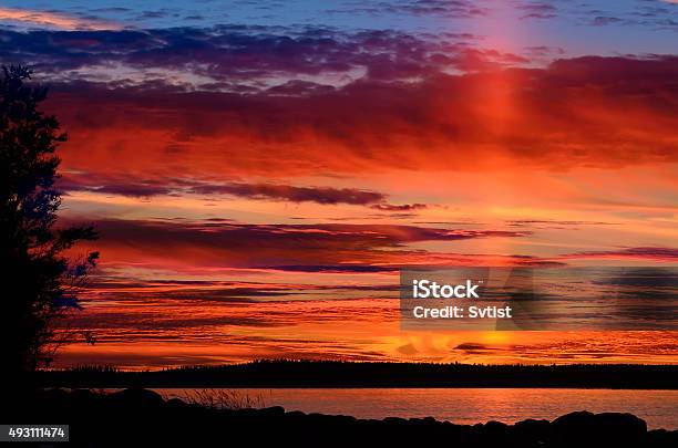 The Last Ray Of The Setting Sun Karelia Russia Stock Photo - Download Image Now - 2015, Beauty, Beauty In Nature