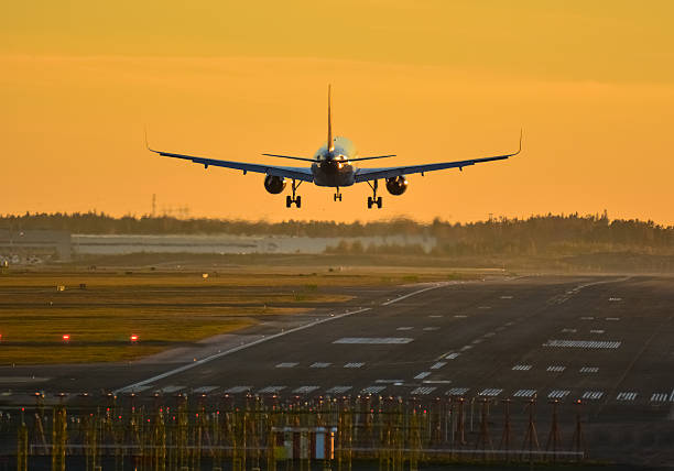istock Airplane landing to airport 493111626