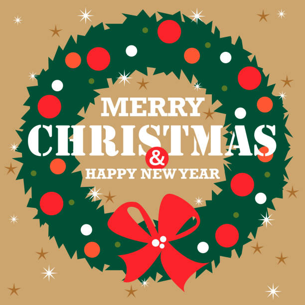 ilustrações de stock, clip art, desenhos animados e ícones de coroa de natal - wreath christmas bow holiday