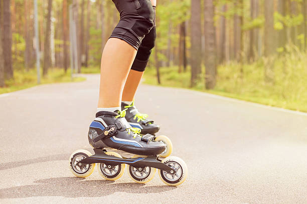 istock Woman roller skater on roller skates 493115604