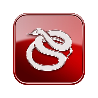 Snake Zodiac icon red, isolated on white background.