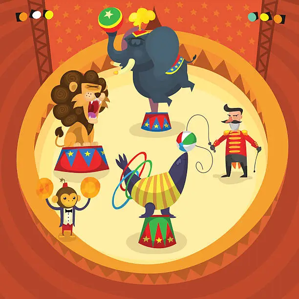 Vector illustration of Circus performers