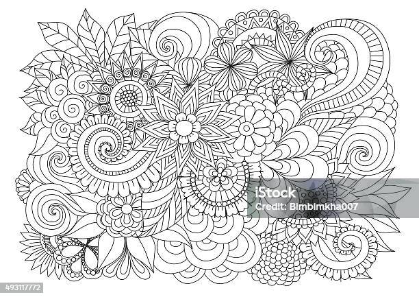 Floral Fond Pour La Page De Coloriage Vecteurs libres de droits et plus d'images vectorielles de Page de livre de coloriage - Technique d'illustration - Page de livre de coloriage - Technique d'illustration, Adulte, Colorier