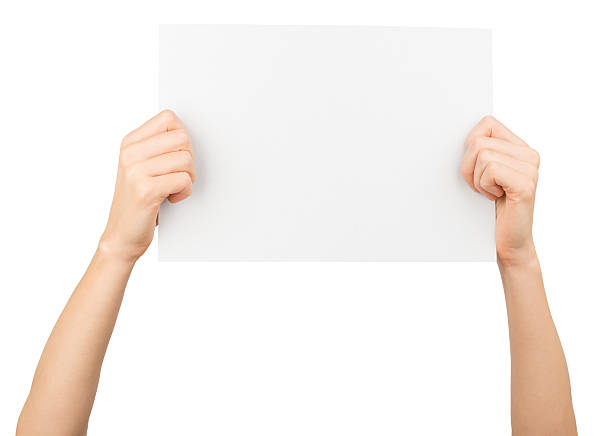 istock Humans hands holding big blank paper 493120240